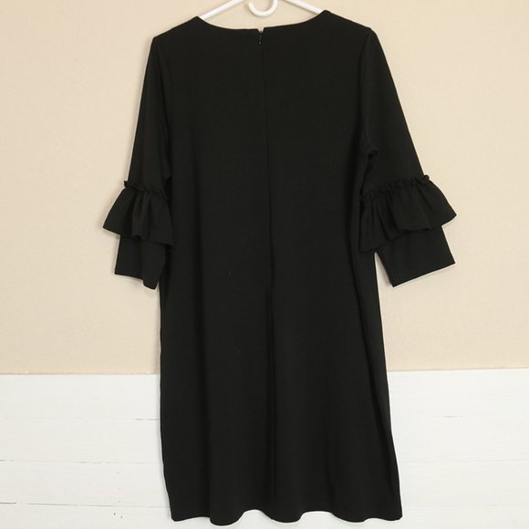 Eloquii Womens Shift Shirt Dress Half Ruffle Sleeve Solid Black Size 14 XL - Picture 6 of 8